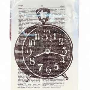 Time‎ Theme - Dark Alarm Clock - Upcycled Dictionary Art Print - Mini Poster